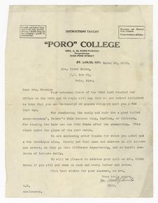 Letter to Lucille Brown from Annie Malone Pope-Turnbo, March 25, 1915. Creator: Unknown