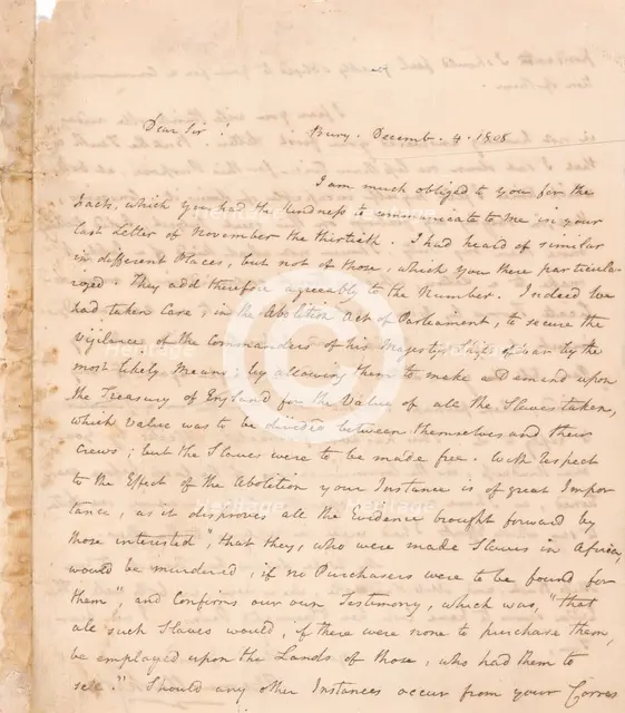 Letter to Rev. Henry Foster Burder, December 4, 1808. Creator: Thomas Clarkson.