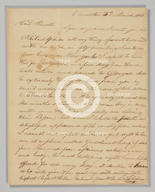 Letter to Reverend David Selden from his son David Selden, March 5, 1808. Creator: David Selden.