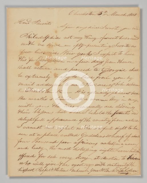Letter to Reverend David Selden from his son David Selden, March 5, 1808. Creator: David Selden.
