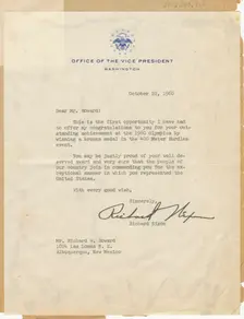 Letter to Richard Howard from Vice Pres. Richard Nixon, October 22, 1960, October 22, 1960. Creator: Richard Nixon