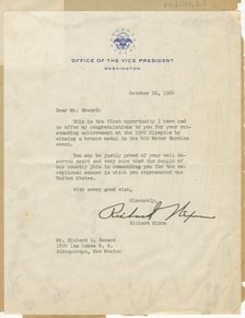 Letter to Richard Howard from Vice Pres. Richard Nixon, October 22, 1960, October 22, 1960. Creator: Richard Nixon