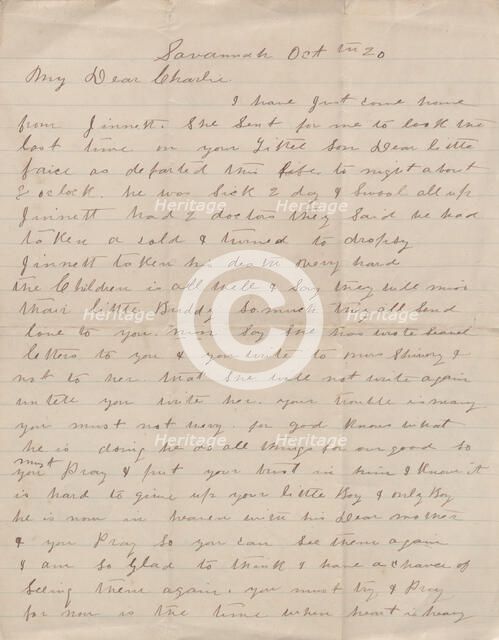 Letter with news of a child's death, 1876-1913. Creator: Unknown.