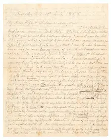Letter written by John Brown and Frederick Douglass to Brown's wife and children, January 30, 1858. Creators: Frederick Douglass, John Brown