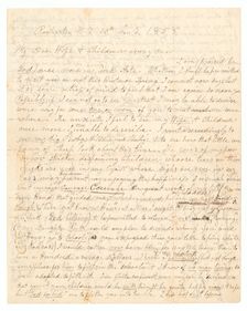Letter written by John Brown and Frederick Douglass to Brown's wife and children, January 30, 1858. Creators: Frederick Douglass, John Brown