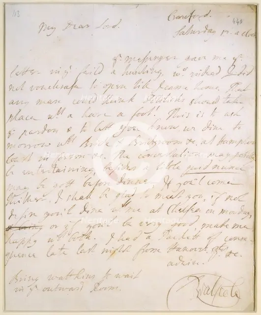Letter written by Sir Robert Walpole, c1720s. Creator: Sir Robert Walpole.