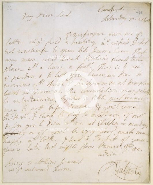 Letter written by Sir Robert Walpole, c1720s. Creator: Sir Robert Walpole.