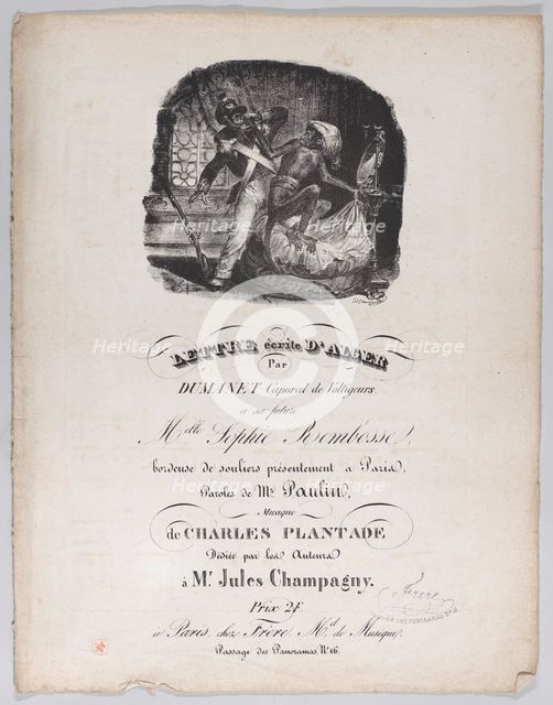 Letter Written from Alger, ca. 1835. Creator: Jean Ignace Isidore Gerard.