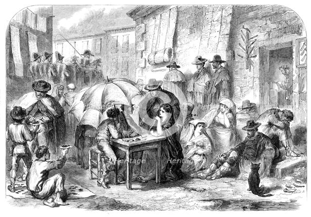 Letter-writers and dealers in cigar-ends at Rome, 1864. Creator: Unknown.