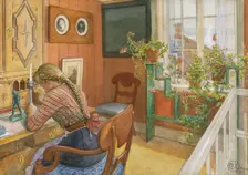 Letter-Writing, 1912. Creator: Carl Larsson