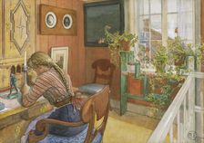 Letter-Writing, 1912. Creator: Carl Larsson