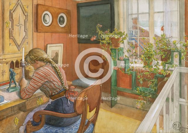 Letter-Writing, 1912. Creator: Carl Larsson.