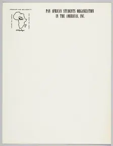 Letterhead of the Pan African Students Organization in the Americas, Inc., 1960-1977. Creator: Unknown