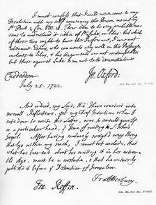 Letters from Potter, Bishop of Oxford, to Atterbury and Atterbury to Trelawney, 1722, (1840).Artist: Francis Atterbury