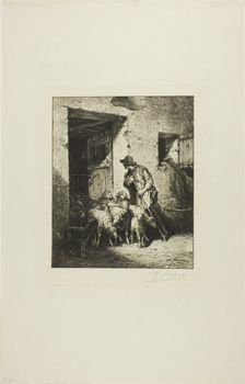 Letting the Sheep Out, 1876. Creator: Charles Emile Jacque