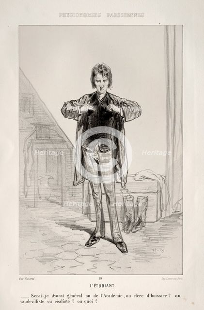 LÉtudiant. Creator: Paul Gavarni (French, 1804-1866).
