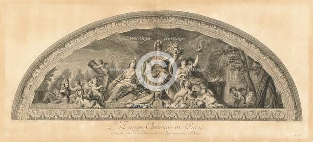 L'Europe Chrêtienne en Paix Cintre du Salon de la Paix du côté des..., [pl. 45], published 1752. Creators: Jean-Baptiste Masse, Jean Michel Liotard.