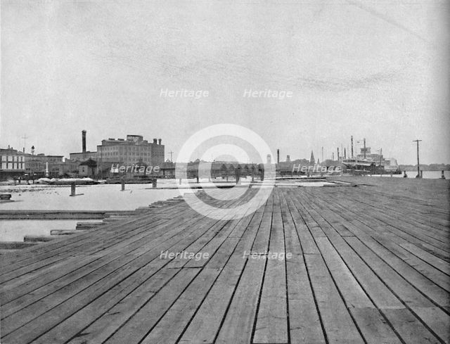 'Levee and Steamboat Landing, New Orleans', c1897. Creator: Unknown.