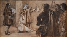 Lévêque de Drontheimhus apporte la preuve de l’innocence de Christian Ordener, c.1889. Creator: Guillaume Albert Demarest