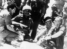 Levi Eshkol (1895-1969), Israeli Prime minister, with General Dayan, 1967. Creator: Unknown