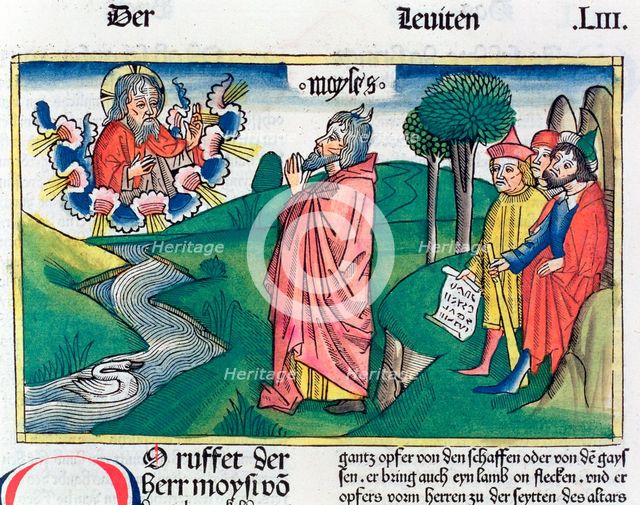 Leviticus 1:1-7: the Law of Offerings. Creator: Unknown.