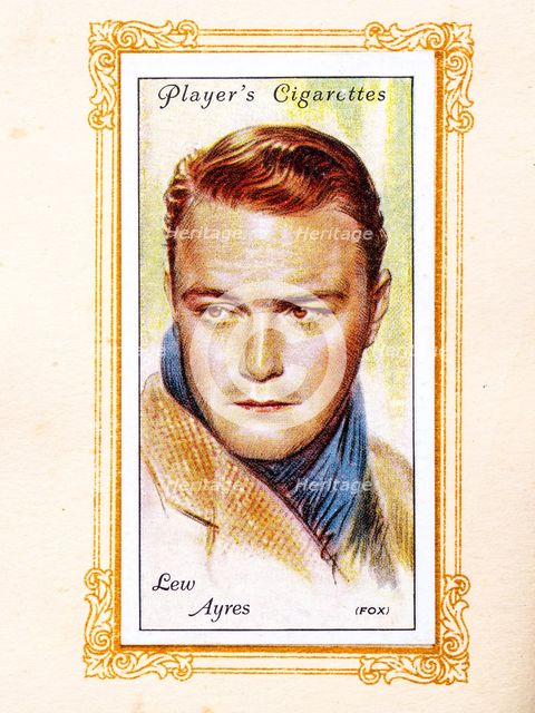 Lew Ayres Collectables Picture of movie stars that came with the Players cigarette packet, 1934.  Creator: Unknown.