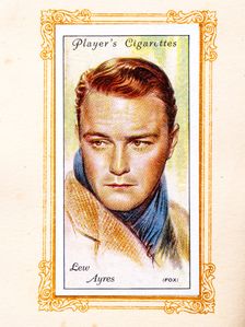 Lew Ayres Collectables Picture of movie stars that came with the Players cigarette packet, 1934. Creator: Unknown