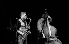 Lew Tabackin and Philippe Aerts, Brecon Jazz Festival, Brecon, Powys, Wales, 1999. Artist: Brian O'Connor