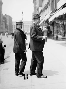 Lewis Cass Ledyard, Lawyer - Right, with News Corner, 1914. Creator: Harris & Ewing