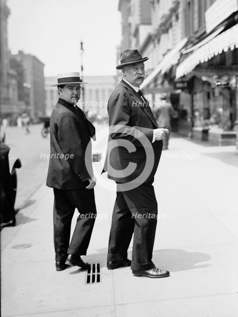 Lewis Cass Ledyard, Lawyer - Right, with News Corner, 1914. Creator: Harris & Ewing.