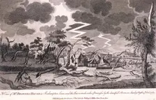 Lewis Brown's house during the storm on the night of 15th October, Roehampton, 1780. Artist: Anon