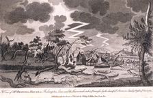 Lewis Brown's house during the storm on the night of 15th October, Roehampton, 1780. Artist: Anon
