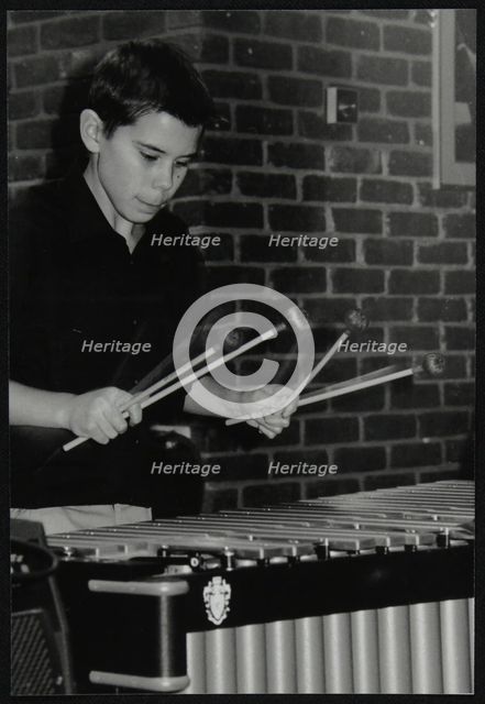 Lewis Wright playing the vibraphone at The Fairway, Welwyn Garden City, Hertfordshire, 2003. Artist: Denis Williams