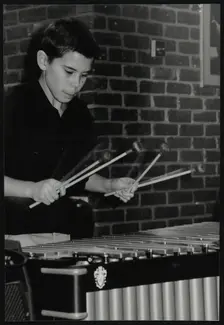 Lewis Wright playing the vibraphone at The Fairway, Welwyn Garden City, Hertfordshire, 2003. Creator: Denis Williams