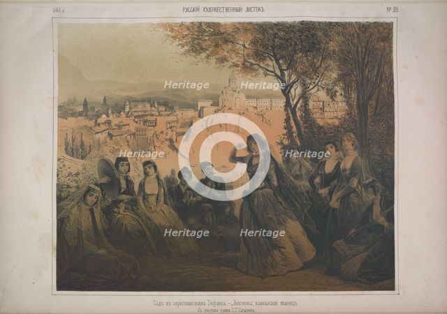 Lezginka dance near Tbilisi, 1861. Creator: Timm, Wassili (George Wilhelm) (1820-1895).