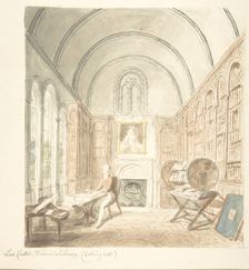 Lea Castle, View in the Library, Looking East, ca. 1816. Creator: Attributed to John Carter