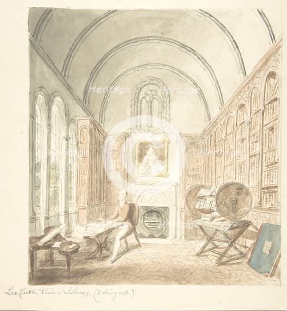 Lea Castle, View in the Library, Looking East, ca. 1816. Creator: Attributed to John Carter.