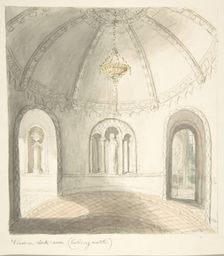 Lea Castle, Worcestershire, View in Ante-room, Looking North, ca. 1816. Creator: Attributed to John Carter