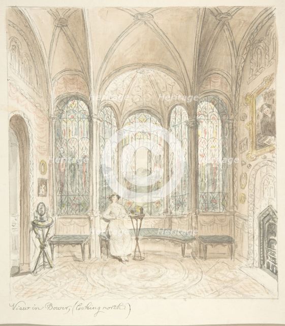 Lea Castle, Worcestershire, View in Bower, looking North, ca. 1816. Creator: Attributed to John Carter.