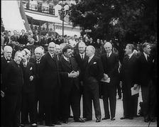League of Nations Delegates Standing Outside a Building, 1933. Creator: British Pathe Ltd