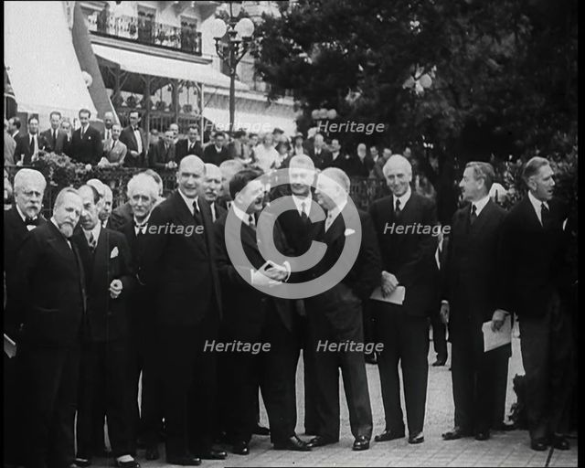 League of Nations Delegates Standing Outside a Building, 1933. Creator: British Pathe Ltd.