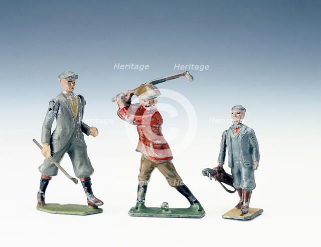 Lead figures of golfers, c1920s. Artist: Unknown