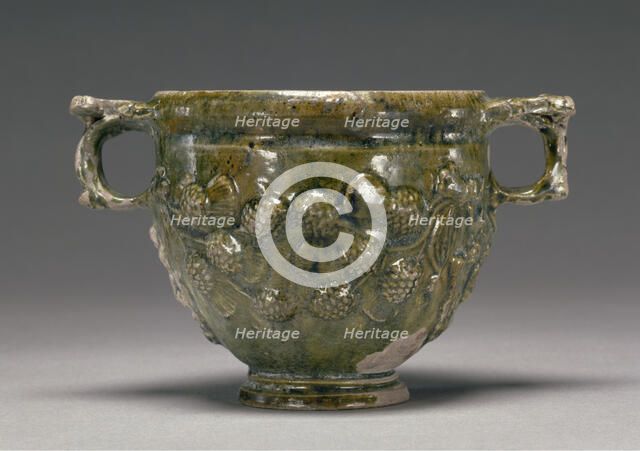 Lead-Glazed Skyphos, 50 B.C.-A.D. 50. Creator: Unknown.