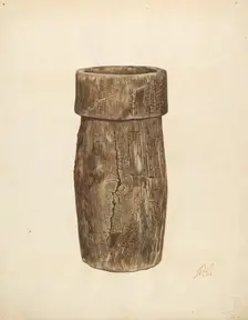 Lead Miner's Wooden Bucket, c. 1940. Creators: Arthur Stewart, Paul Poffinbarger