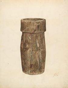 Lead Miner's Wooden Bucket, c. 1940. Creators: Arthur Stewart, Paul Poffinbarger