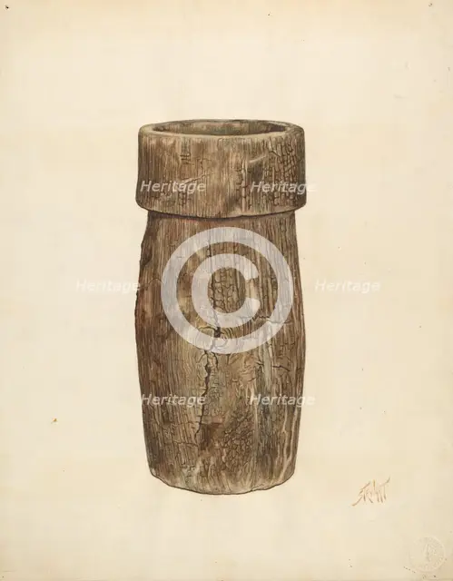 Lead Miner's Wooden Bucket, c. 1940. Creators: Arthur Stewart, Paul Poffinbarger.