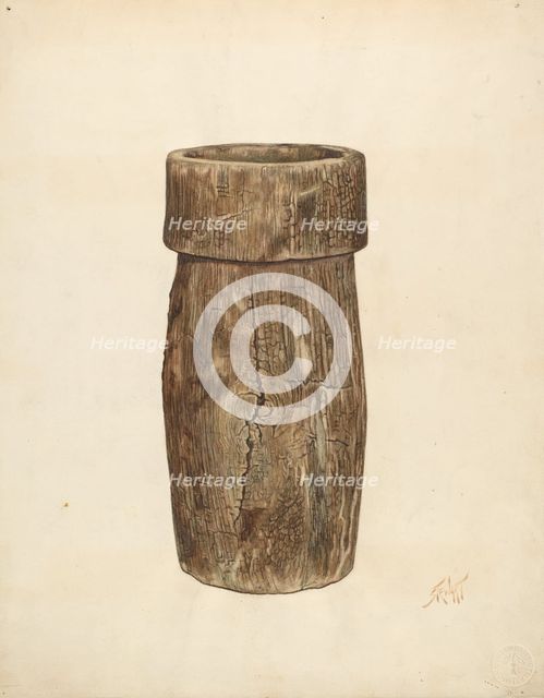 Lead Miner's Wooden Bucket, c. 1940. Creators: Arthur Stewart, Paul Poffinbarger.