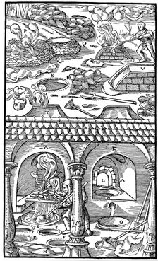 Lead smelting, 1556. Creator: Unknown