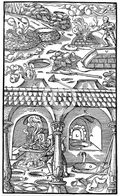 Lead smelting, 1556. Creator: Unknown.