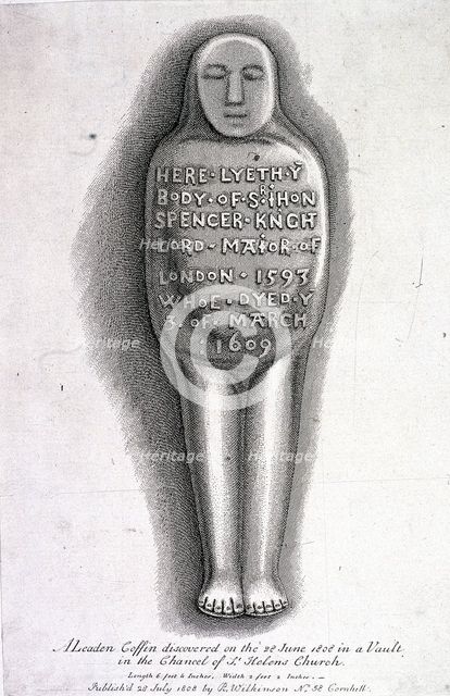 Leaden coffin of Sir John Spencer, St Helen, Bishopsgate, London, 1808. Artist: Anon